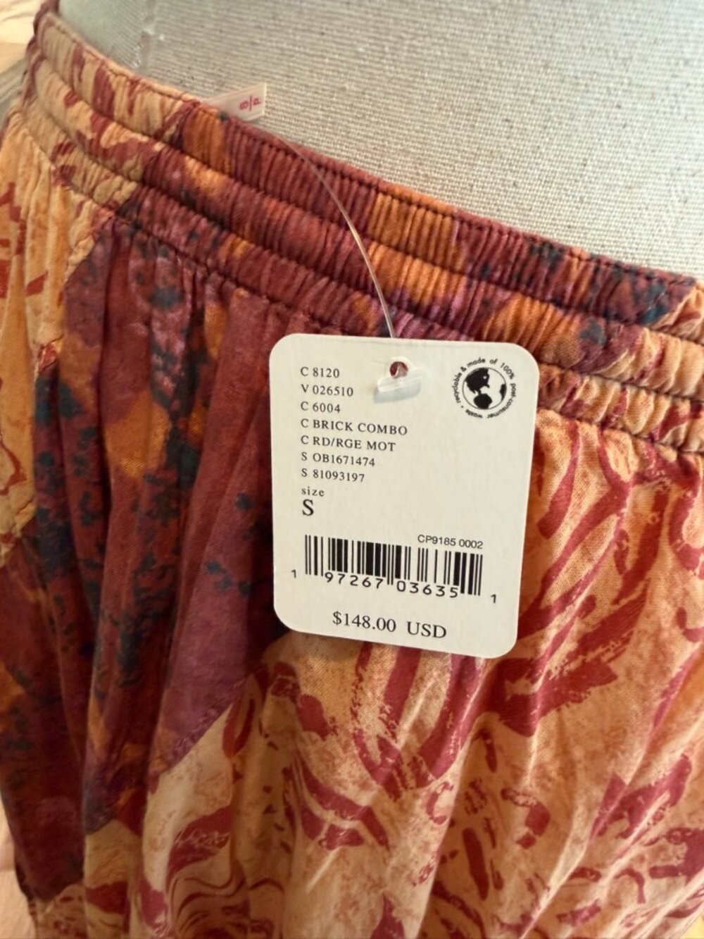 Free People NWT Jackie Maxi Skirt Size Small Brick Combo - Picture 4 of 6